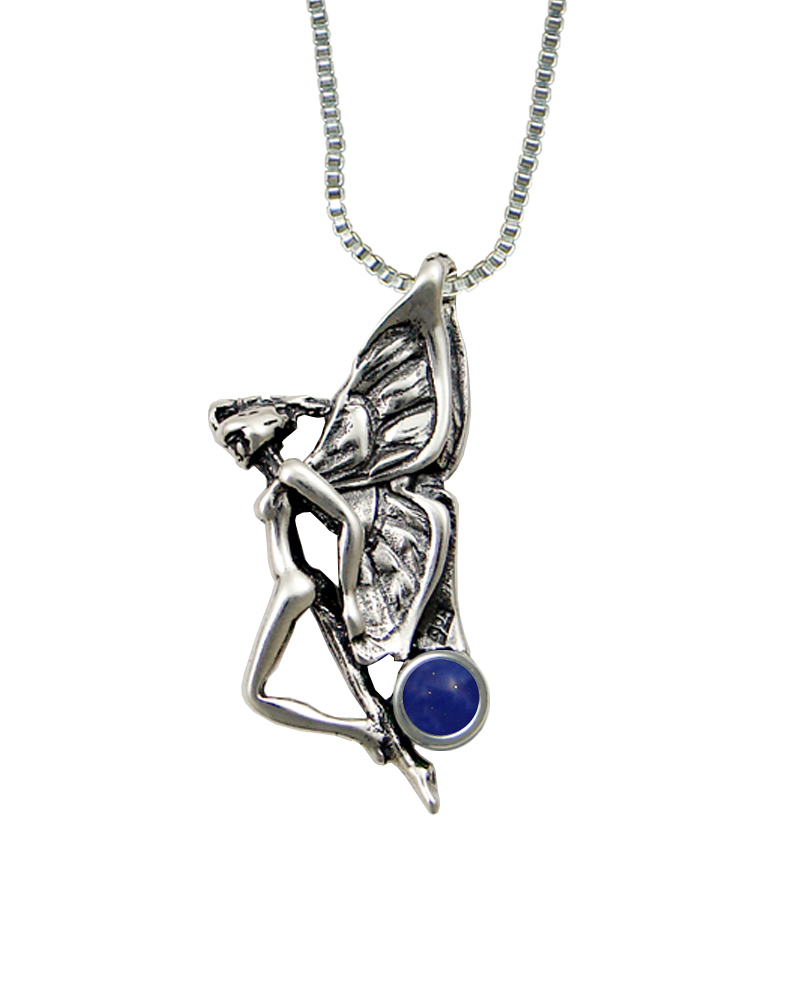 Sterling Silver Fairy of the Summer Sky Pendant With Lapis Lazuli